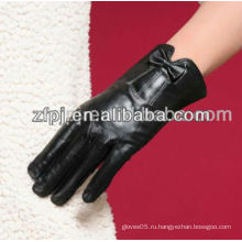 Черная милая женская мода лука кожаные перчатки
